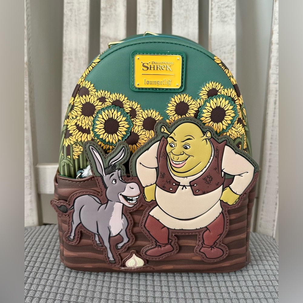 Loungefly Dreamworks Shrek & Donkey Sunflower Fields Mini Backpack & Wal… - Picture 3 of 13